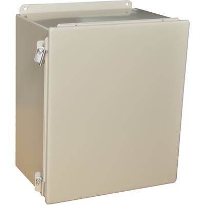 nVent HOFFMAN A14128CH Junction Box,Panel Mount,Steel,Gray,14x12x8 In,NEMA12,Hinged,Screw Clamp