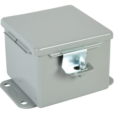 nVent HOFFMAN A404CH Junction Box,Panel Mount,Steel,Gray,4x4x3 In,NEMA12,Hinged,Screw Clamp