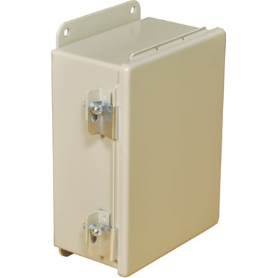 nVent HOFFMAN A806CH Junction Box,Panel Mount,Steel,Gray,8x6x3.5 In,NEMA12,Hinged,Screw Clamp