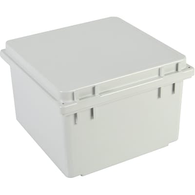nVent HOFFMAN A10106PHC Junction Box,Polyester,Hinged,Clamp,Gray,10.04x10.04x6.38 In,NEMA13,Polypro