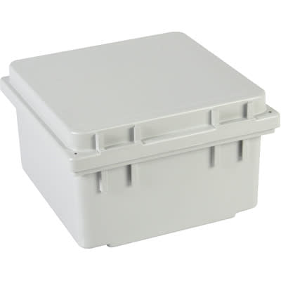 nVent HOFFMAN A884PHC Junction Box,Polyester,Hinged,Clamp,Gray,8.12x8.12x4.38 In,NEMA13,Polypro