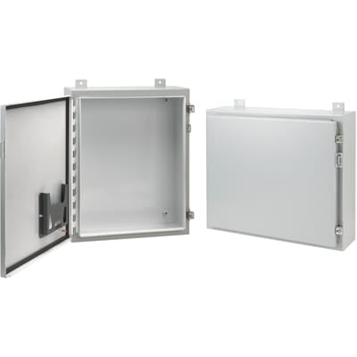 nVent HOFFMAN A202008LP Junction Box,Panel Mount,Steel,Gray/White,20x20x8 In,NEMA13,Hinged,Screw Clamp