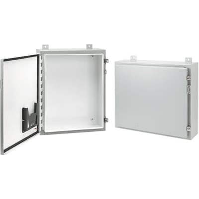 nVent HOFFMAN A242008LP Junction Box,Panel Mount,Steel,Gray/White,24x20x8 In,NEMA13,Hinged,Screw Clamp