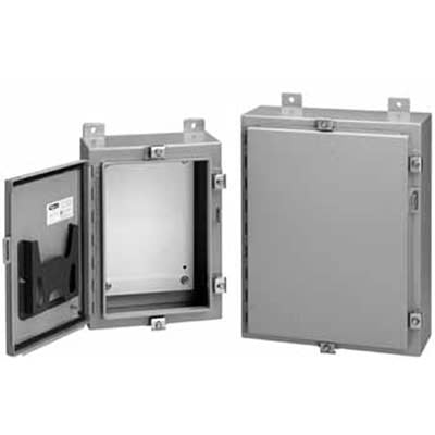 nVent HOFFMAN A20H16BLP Junction Box,Panel Mount,Steel,Gray,20x16x8 In,NEMA13,Hinged,Screw Clamp,Hasp