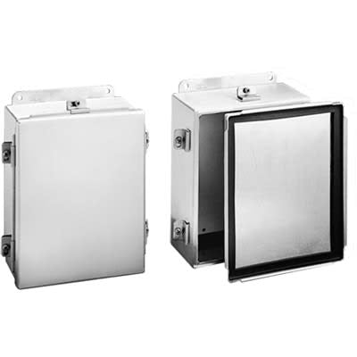 nVent HOFFMAN A1008NFAL Clamp-Cover, Lightweight Enclosure, Type 4X, 10x8x4, Brushed, Aluminum