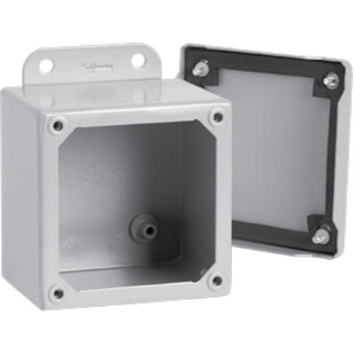 nVent HOFFMAN A404SC Junction Box,Panel Mount,Steel,Gray,4x4x3 In,NEMA13,Screw Cover,Bonding Point