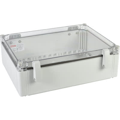 nVent HOFFMAN Q403013PCIQRCCR Enclosure, Junction Box, Polycarbonate, Hinged, Clear Cover, 15.75 x 11.81 in.