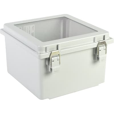 nVent HOFFMAN A10106PHCW Junction Box,Polyester,Hinge,Window,Clamp,Gray,10.04x10.04x6.38In,NEMA13,Polypro