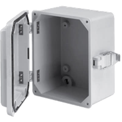 nVent HOFFMAN A865JFGQRR Enclosure, Box-Lid, Fiberglass, Gray, Hinged, Latched Cover, 8.0 x 6.0 x 5.0 in.