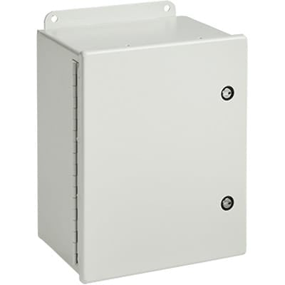 nVent HOFFMAN A12064CHFL Junction Box,Panel Mount,Steel,Gray,12x6x4 In,NEMA12,Hinged,Quarter-Turn Latch