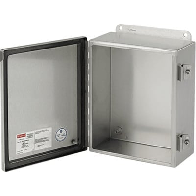 nVent HOFFMAN A1212CHNFSS Enclosure, Flanged, Panel Mnt, Steel, Gray, 12x12x6", NEMA 13, Screw Clamp Latch