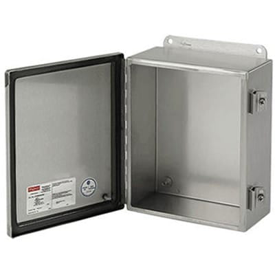 nVent HOFFMAN A1412CHNFSS Enclosure, Flanged, Panel Mnt, Steel, Gray, 14x12x6