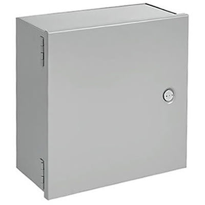 nVent HOFFMAN A14N124 Enclosure;Box-Lid;Wallmount;Steel;Gray;14x12x4 In;NEMA 1;Hinged;Slotted Latch