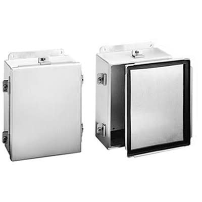 nVent HOFFMAN A1614NFAL Enclosure;Flanged;Panel Mount;Aluminum;16x14x6 In;NEMA13;Screw Down Cover Clamps