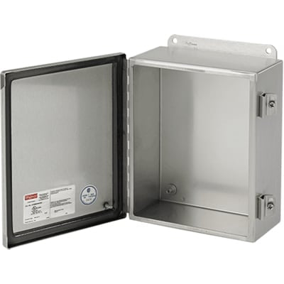 nVent HOFFMAN A6044CHNFSS Enclosure, Flanged, Panel Mnt, Steel, Gray, 6x4x4 In, NEMA 13, Screw Clamp Latch