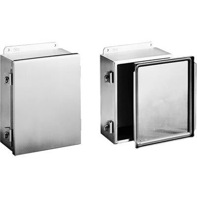 nVent HOFFMAN A606NFSS Enclosure, Flanged, Stainless Steel, 6x6x4In, NEMA 13, Screw Down Cover Clamps