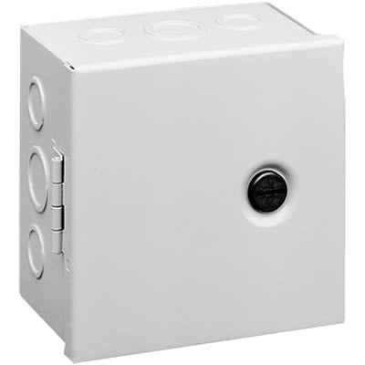 nVent HOFFMAN AHE12X10X4 Junction Box;Knock-Outs;Steel;Gray;12x10x4 In;NEMA 1;Hinged;Slotted Latch