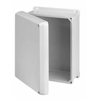 nVent HOFFMAN HJ1412HWLG Enclosure, Box-Lid, Panel Mount, Fiberglass, Gray, 14x12x5.7 In, NEMA 13, Hinged