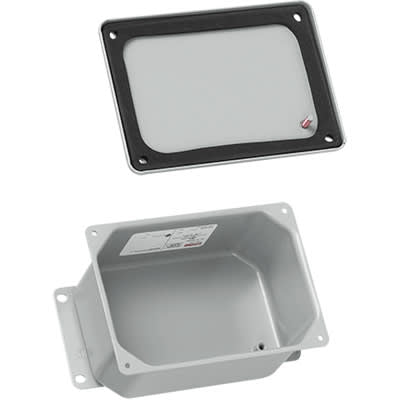 nVent HOFFMAN A843DSC Enclosure, Junction Box, 8.00x4.00x2.75in, Flat Cover, NEMA 4, Mild Steel