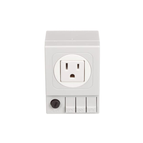 nVent HOFFMAN ADINP120F DIN-Mounted Outlets With fuse, NEMA 5-15R, 3.54x2.44x1.97, Light Gray, Plastic