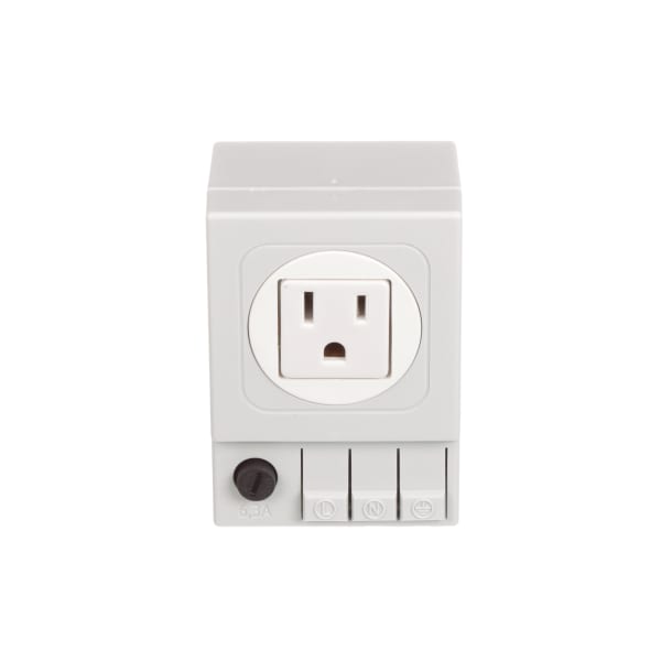 nVent HOFFMAN ADINP120F DIN-Mounted Outlets With fuse, NEMA 5-15R, 3.54x2.44x1.97, Light Gray, Plastic