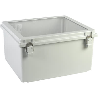 nVent HOFFMAN A16148PHCW Junction Box,Polyester,Hinge,Window,Clamp,Gray,16.02x14.01x8.35In,NEMA13,Polypro