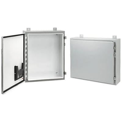nVent HOFFMAN A243008LP Enclosure, Continuous Hinge, Clamps, LP, Type 12, 24x30x8, Gray, Mild Steel