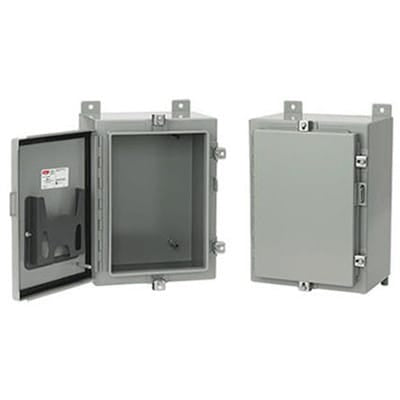 nVent HOFFMAN A24H20BLP Continuous Hinge Enclosure with Clamps LP Type 4, 24x20x8, Gray, Mild Steel