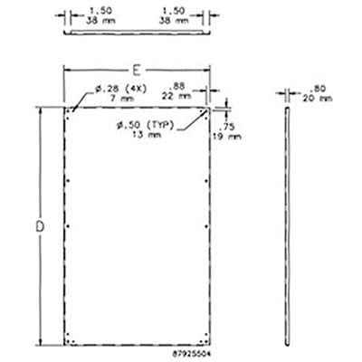 nVent HOFFMAN A37P21 Internal Panel, NEMA 12 / 37X21 White, 37.88X21.75, Steel