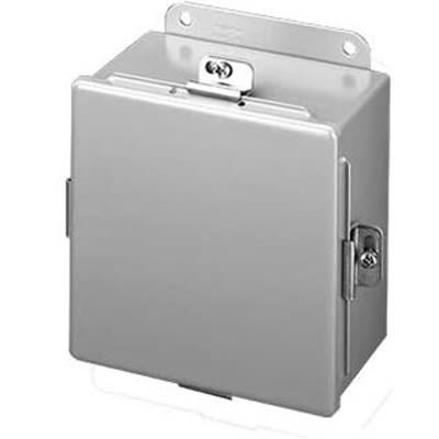 nVent HOFFMAN A606NF Enclosure, Junction Box, Gray, Steel, 6.0 x 6.0 x 4.0 in., Clamp cover, IP66