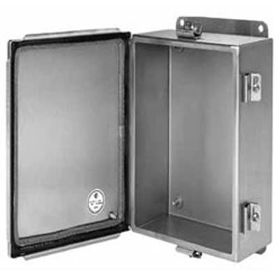 nVent HOFFMAN A8064CHEMCSS Enclosure, Junction Box, Natural, Steel, 8.0 x 6.0 x 4.0 in., Hinged, IP66