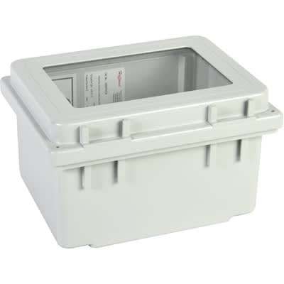 nVent HOFFMAN A864PHCW Junction Box,Polyester,Hinged,Window,Clamp,Gray,8.12x6.12x4.38 In,NEMA13,Polypro