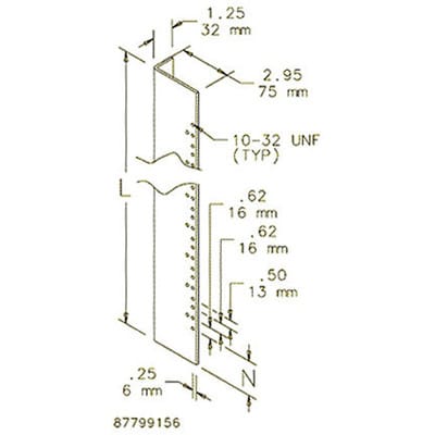 nVent HOFFMAN ARAK30 (2) Rack Angles 29.75 long , fits 30.00, Steel