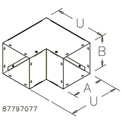 nVent HOFFMAN F101090EOUTGV Cable Trunking Angle Steel Galvanised 90deg Elbow Fitting (Outside Opening)