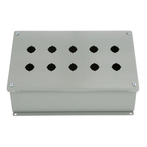 nVent HOFFMAN E10PBAM Enclosure,Pushbutton,10 Hole,22.5mm,Steel,NEMA13,IP65,Gray,Pentair Series