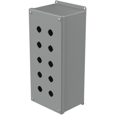 nVent HOFFMAN E10PBXM Enclosure,Pushbutton,10 Hole,22.5mm,Steel,NEMA13,IP65,Gray,Pentair Series