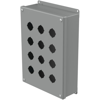nVent HOFFMAN E12PB Enclosure,Pushbutton,12 Hole,30.5mm,Steel,NEMA13,IP65,Gray,Type 12 Series