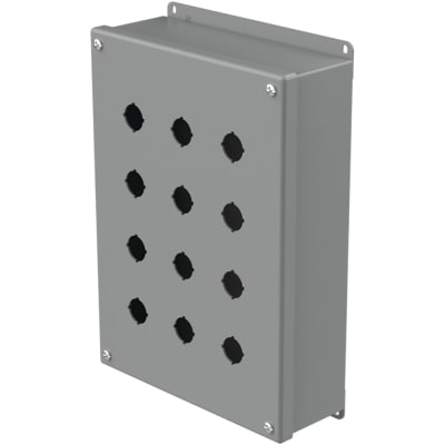 nVent HOFFMAN E12PBG Enclosure,Pushbutton,12 Hole,22.5mm,Steel,NEMA13,IP65,Gray,Type 12 Series