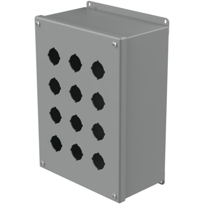 nVent HOFFMAN E12PBX Enclosure,Pushbutton,12 Hole,30.5mm,Steel,NEMA13,IP65,Gray,Pentair Series