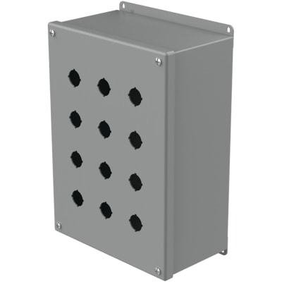 nVent HOFFMAN E12PBXM Enclosure,Pushbutton,12 Hole,22.5mm,Steel,NEMA13,IP65,Gray,Pentair Series