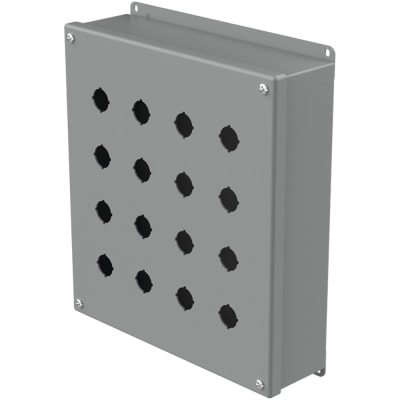 nVent HOFFMAN E16PBG Enclosure,Pushbutton,16 Hole,22.5mm,Steel,NEMA13,IP65,Gray,Type 12 Series
