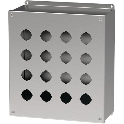 nVent HOFFMAN E16PBXSS6 Enclosure,Pushbutton,16 Hole,30.5mm,Stainless,NEMA13,IP66,Pentair Stainless Seri