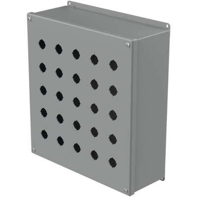 nVent HOFFMAN E25PBXM Enclosure,Pushbutton,25 Hole,22.5mm,Steel,NEMA13,IP65,Gray,Pentair Series