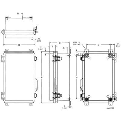 nVent HOFFMAN E453520PPT PC CLEAR COVER 450X350X200MM Lt Gray, 17.72x13.78x7.87, Polycarbonate