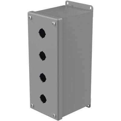 nVent HOFFMAN E4PBXM Enclosure,Pushbutton,4 Hole,22.5mm,Steel,NEMA13,IP65,Gray,Pentair Series