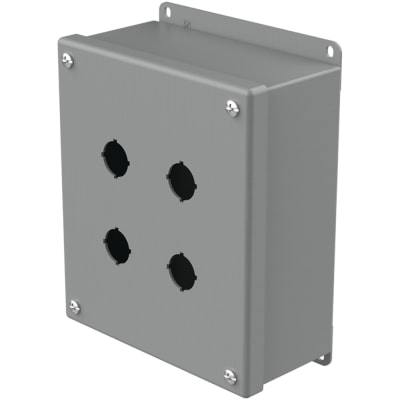 nVent HOFFMAN E4SPBG Enclosure,Pushbutton,4 Hole,22.5mm,Steel,NEMA13,IP65,Gray,Type 4 Series
