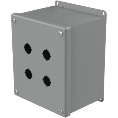 nVent HOFFMAN E4SPBXM Enclosure,Pushbutton,4 Hole,22.5mm,Steel,NEMA13,IP65,Gray,Pentair Series