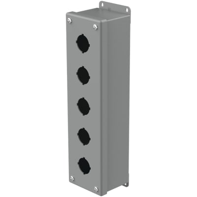 nVent HOFFMAN E5PB Enclosure,Pushbutton,5 Hole,30.5mm,Steel,NEMA13,IP65,Gray,Type 4 Series
