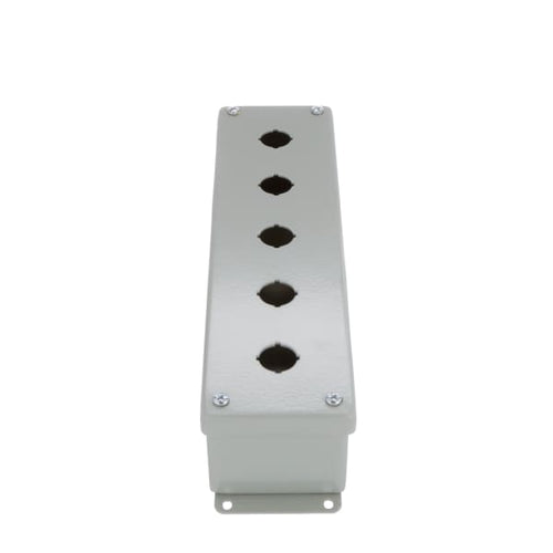 nVent HOFFMAN E5PBG Enclosure,Pushbutton,5 Hole,22.5mm,Steel,NEMA13,IP65,Gray,Type 4 Series