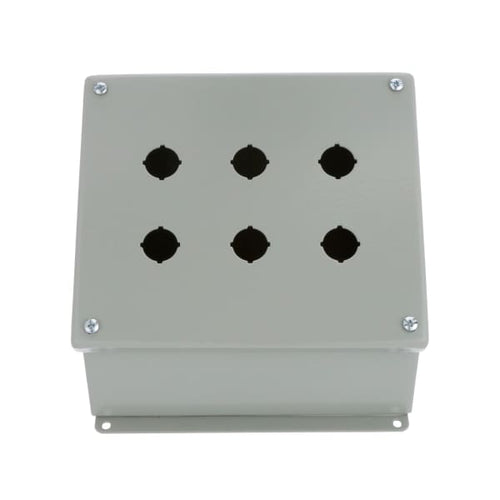 nVent HOFFMAN E6PBAM Enclosure,Pushbutton,6 Hole,22.5mm,Steel,NEMA13,IP65,Gray,Pentair Series